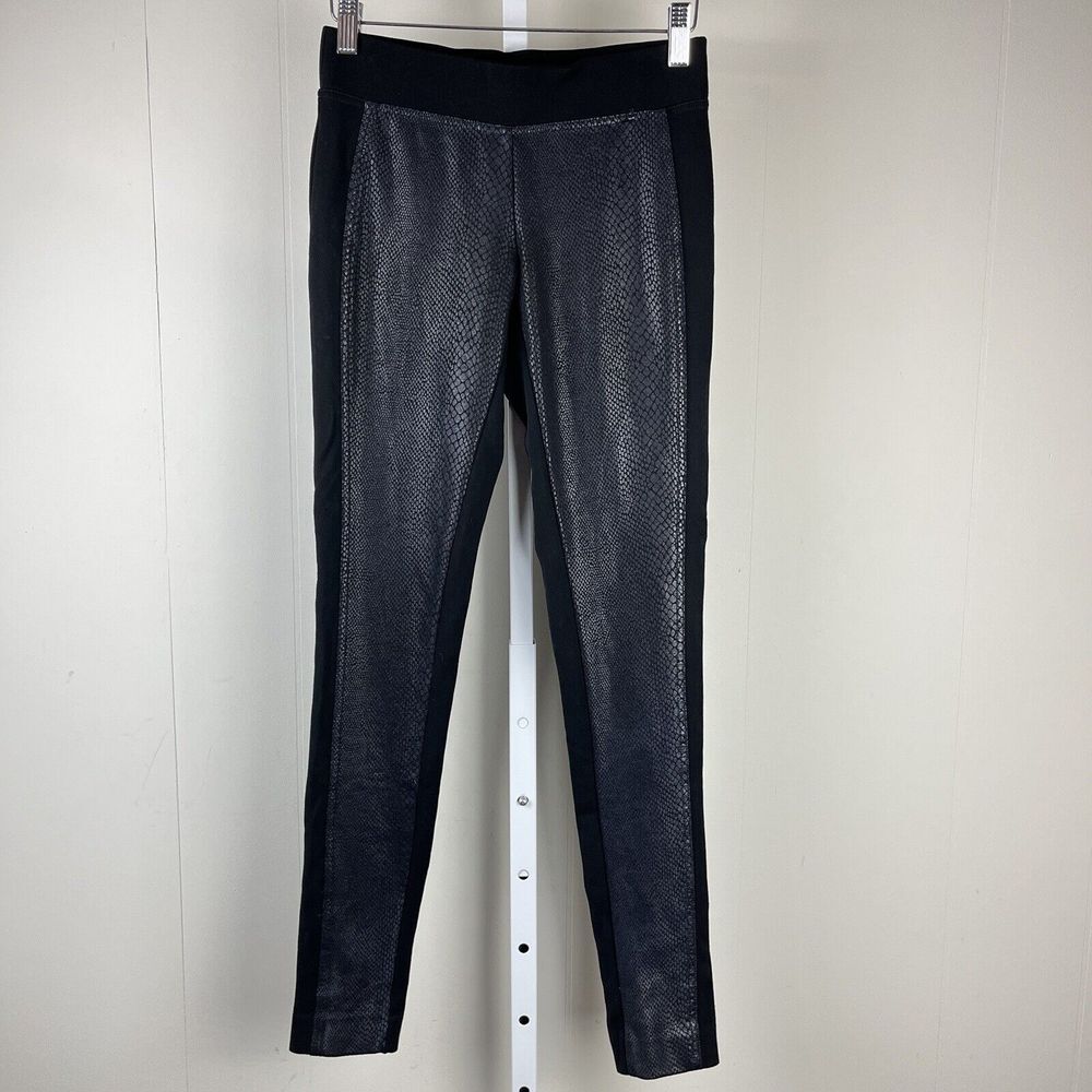 Cache Black Leggings Pants Snakeskin Reptile Shimmer Print Womens XS